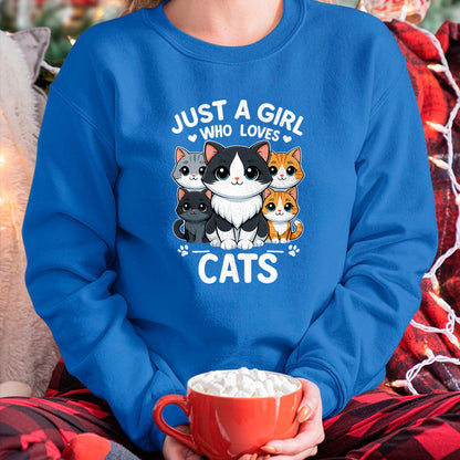 Cat Love Shirt, Funny Cat Lover Gift UnisexT-Shirt/Hoodie/Sweatshirt HLT00 - Just A Girl Who Loves Cats T-Shirt