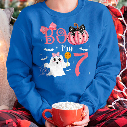 Hallowen Shirts for Family, Funny hallowen shirts, Hallowen Unisex T-Shirt/Hoodie/Sweatshirt HLT00 - Boo I'm Seven Ghost Seventh 7th Birthday Halloween Girls T-Shirt