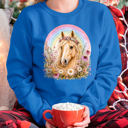 Best Horse Lover Shirt , Funny Horse UnisexT-Shirt/Hoodie/Sweatshirt HLT00 - Girls who Love Horses Birthday Party Costume Rainbow Flowers T-Shirt