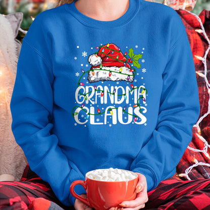 Best Grandma Shirt, Proud Grandma Unisex T-Shirt/Hoodie/Sweatshirt HLT00 - Grandma Claus Christmas Lights Pajama Family Matching Long Sleeve T-Shirt