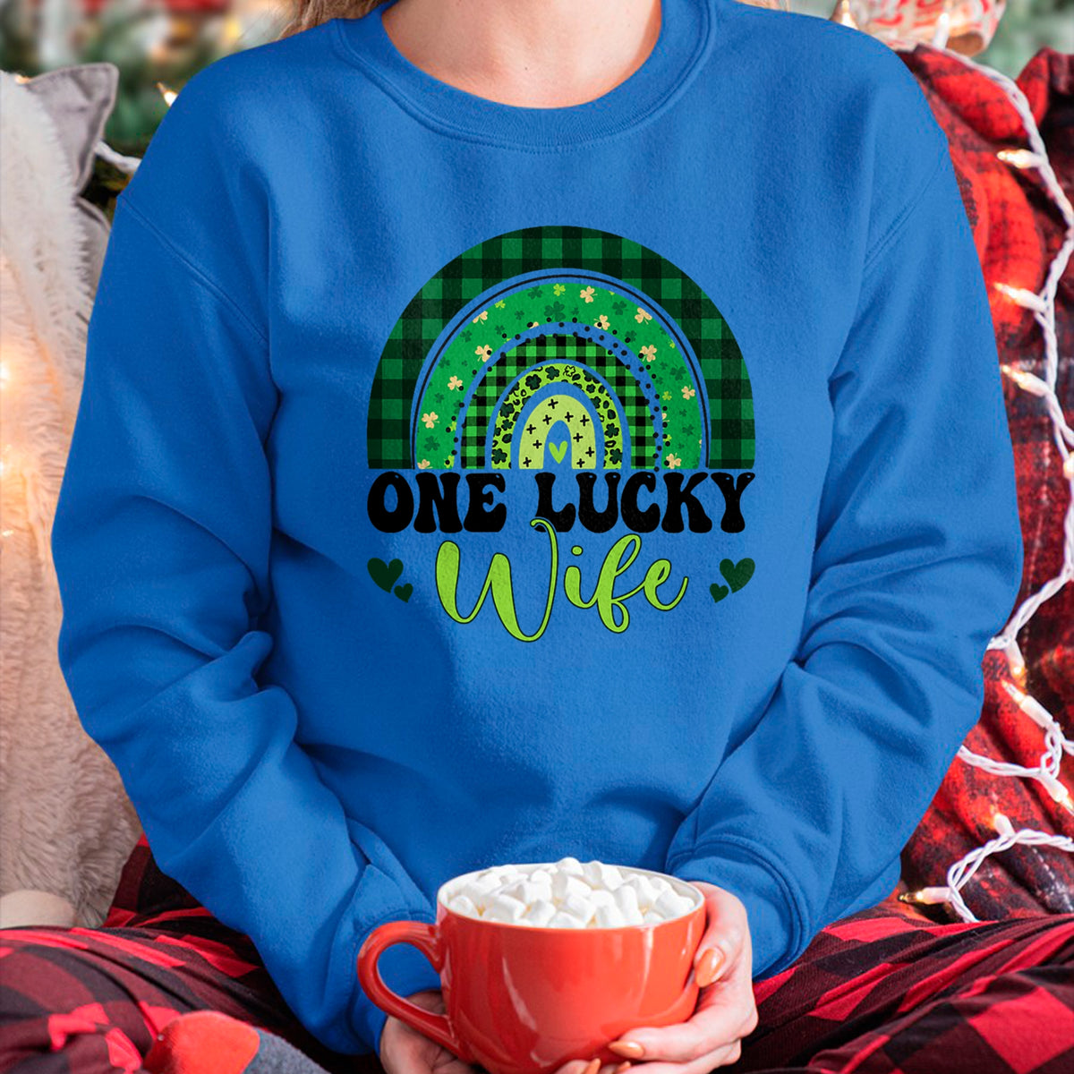 Best Wife Shirt, Wife and Husband Unisex T-Shirt/Hoodie/Sweatshirt HLT00 - Gift for wife T shirt, lucky wife   Womens One Lucky Wife Rainbow Irish St Patricks Day Shamrock Tan