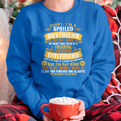 Best Wife Shirt, Wife and Husband Unisex T-Shirt/Hoodie/Sweatshirt HLT00 - Sorry I'm A Spoiled Boyfriend by Freaking Awesome Girlfriend T-Shirt (3)