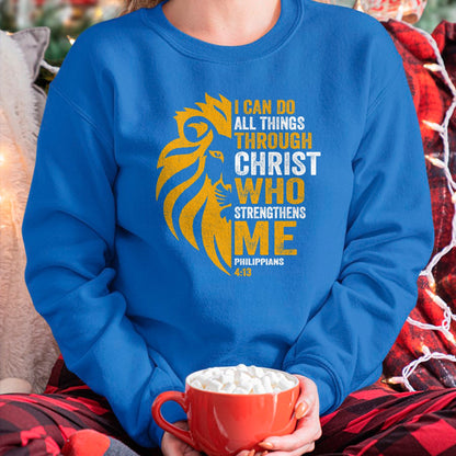 Christian Tee, Christian Faith Unisex T-Shirt/Hoodie/Sweatshirt HLT00 - I Can Do All Thing Through Christ Lion Philippians Faith T-Shirt