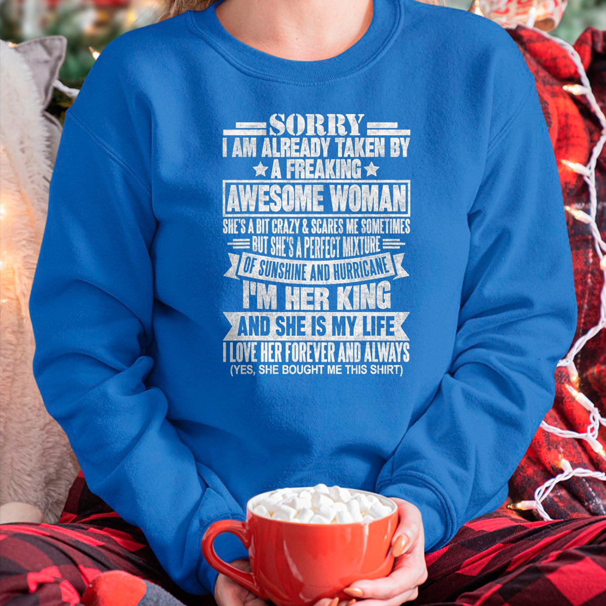 Best Wife Shirt, Wife and Husband Unisex T-Shirt/Hoodie/Sweatshirt HLT00 - Sorry I'm Taken by a Freaking Awesome Woman Funny Husband T-Shirt (1)