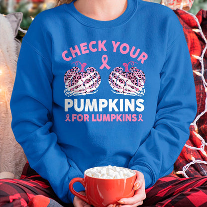 Hallowen Shirts for Family, Funny hallowen shirts, Hallowen Unisex T-Shirt/Hoodie/Sweatshirt HLT00 - Check Your Pumpkins Breast Cancer Awareness Halloween Women T-Shirt