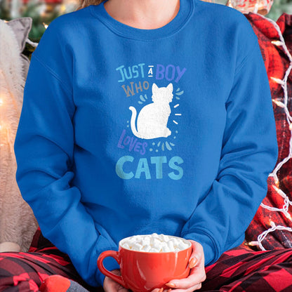 Cat Love Shirt, Funny Cat Lover Gift UnisexT-Shirt/Hoodie/Sweatshirt HLT00 - Kids Cat Just A Boy Who Loves Cats for Cat Lovers T-Shirt