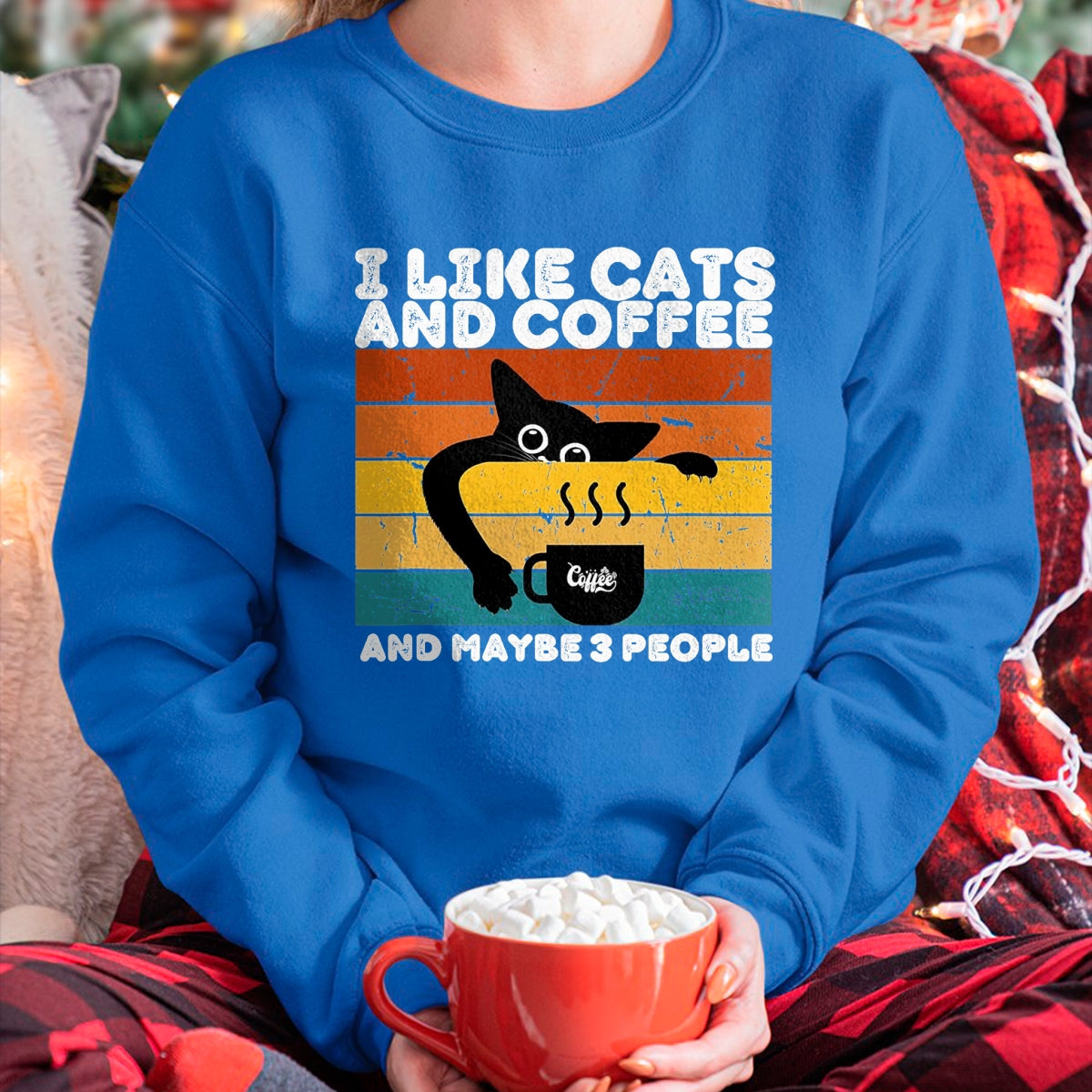 Cat Love Shirt, Funny Cat Lover Gift UnisexT-Shirt/Hoodie/Sweatshirt HLT00 - I Like Cats and Coffee and Maybe 3 People Funny Love Cats T-Shirt, Men, Black, 3X-Large