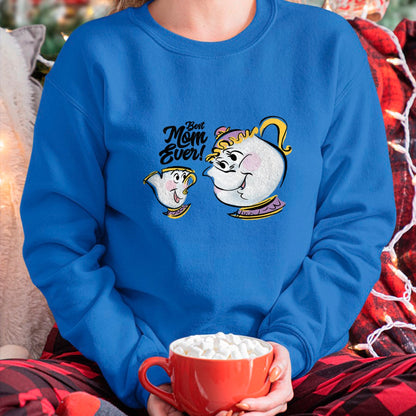 Gift for Mom Shirt, Funny Mom Unisex T-Shirt/Hoodie/Sweatshirt HLT00 - Disney Beauty and the Beast Chip Mrs. Potts Best Mom Ever T-Shirt