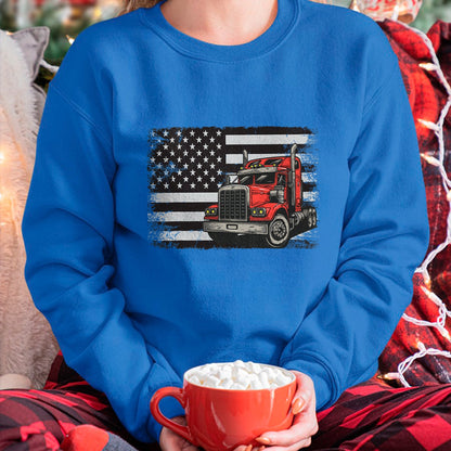 Best Truck Driver Life Shirt, Funny Trucker UnisexT-Shirt/Hoodie/Sweatshirt HLT00 - US American Flag Semi Truck Driver T-Shirt