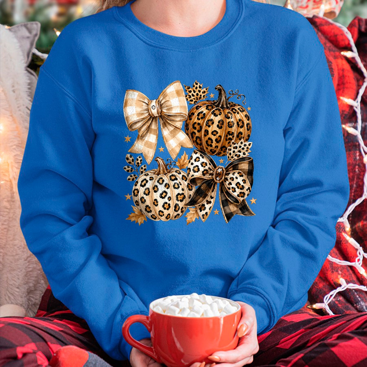 Best Thanksgiving Family Shirt , Funny Thanksgiving UnisexT-Shirt/Hoodie/Sweatshirt HLT00 - Coquette Bow Leopard Pumpkin Thanksgiving Autumn Fall Leaves T-Shirt