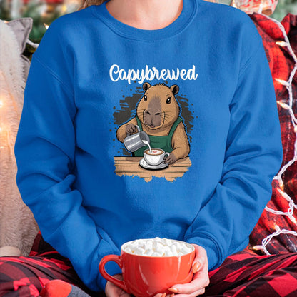 Cute Capybara Shirt, Funny Capybara Unisex T-Shirt/Hoodie/Sweatshirt HLT00 - Capybrewed Funny Capybara Barista Coffee Lover T-Shirt