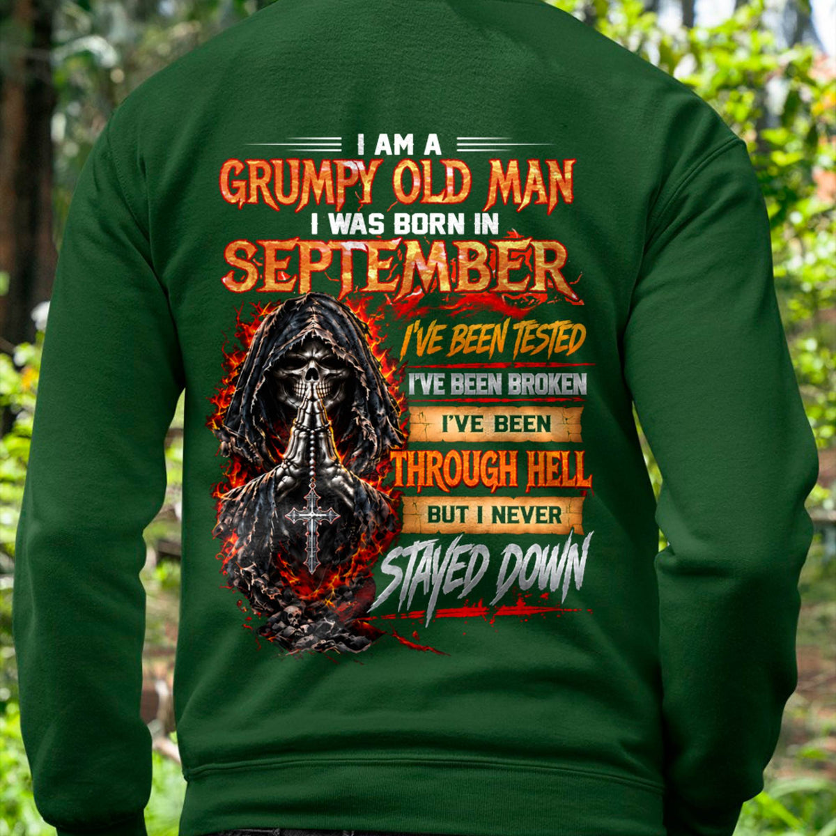SEPTEMBER BORN GRUMPY OLD MAN – BUILT THROUGH HELL - FOR MAN - TLEE09 (SKU2609-372-09)