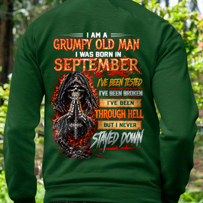 SEPTEMBER BORN GRUMPY OLD MAN – BUILT THROUGH HELL - FOR MAN - TLEE09 (SKU2609-372-09)