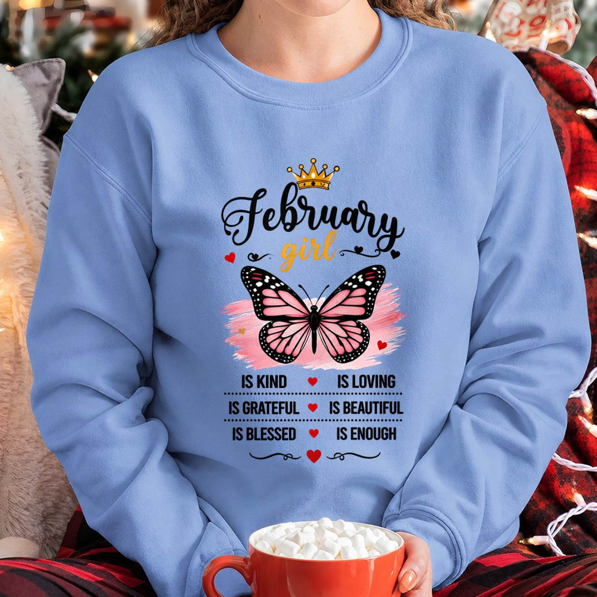 FEBRUARY GIRL BUTTERFLY SHIRT - FOR WOMEN - TLEE02 (SKU2608-593-02)