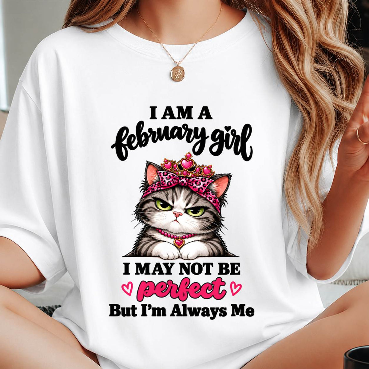 FEBRUARY GIRL CAT SHIRT – ALWAYS ME - FOR WOMEN - TLEE02 (SKU2610-100-02)