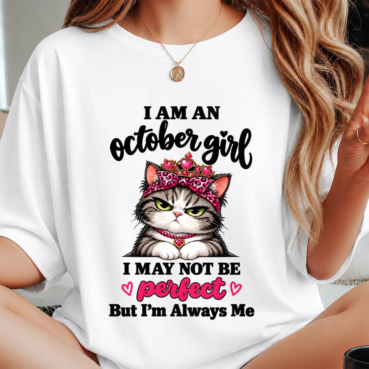 OCTOBER GIRL CAT SHIRT – ALWAYS ME - FOR WOMEN - TLEE10 (SKU2610-100-10)
