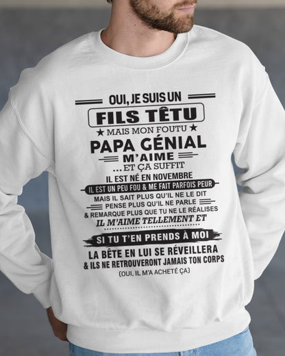 NOVEMBRE - Oui, je suis un garçon têtu – T-shirt | Cadeau d’anniversaire de papa pour son fils - TLEE11 / fr11 (SKU12-260-11)