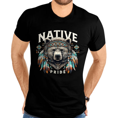 Native American T-Shirts, Vintage Native American Unisex T-Shirt/Hoodie/Sweatshirt HLT00 - Native American Bear Artwork Native American Day Design T-Shirt (4)