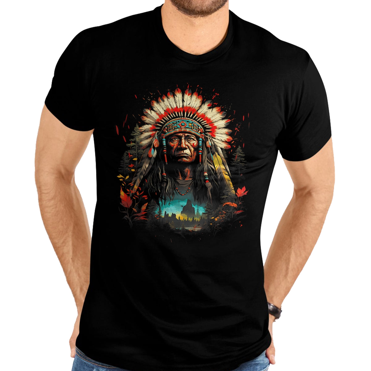 Native American T-Shirts, Vintage Native American Unisex T-Shirt/Hoodie/Sweatshirt HLT00 - Native American Chief Tribes Culture Sacred Sioux T-Shirt (1)