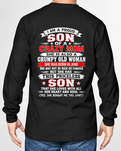 JUNE CRAZY MOM & PROUD SON SHIRT - FROM MOM - TLEE06 (SKU2610-744-06)