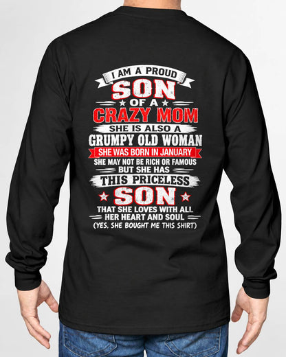 JANUARY CRAZY MOM & PROUD SON SHIRT - FROM MOM - TLEE01 (SKU2610-744-01)