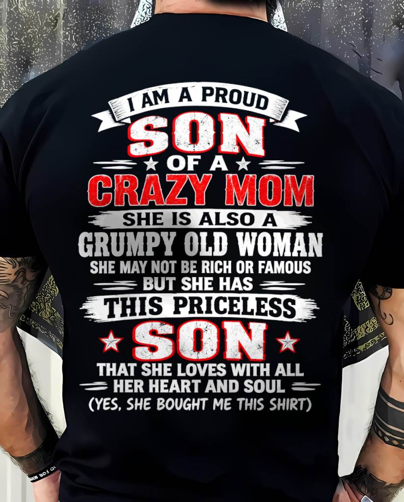 CRAZY MOM & PROUD SON SHIRT - FROM MOM - TLEE00 (SKU2610-744-00)