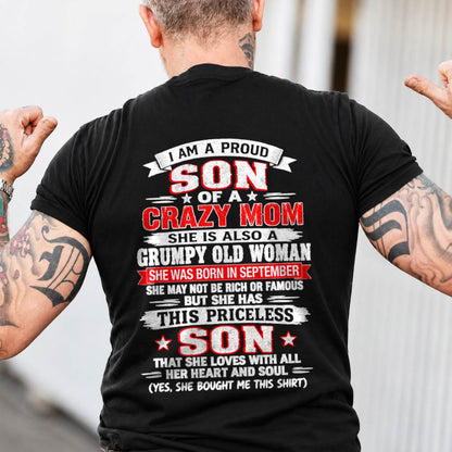 SEPTEMBER CRAZY MOM & PROUD SON SHIRT - FROM MOM - TLEE09 (SKU2610-744-09)