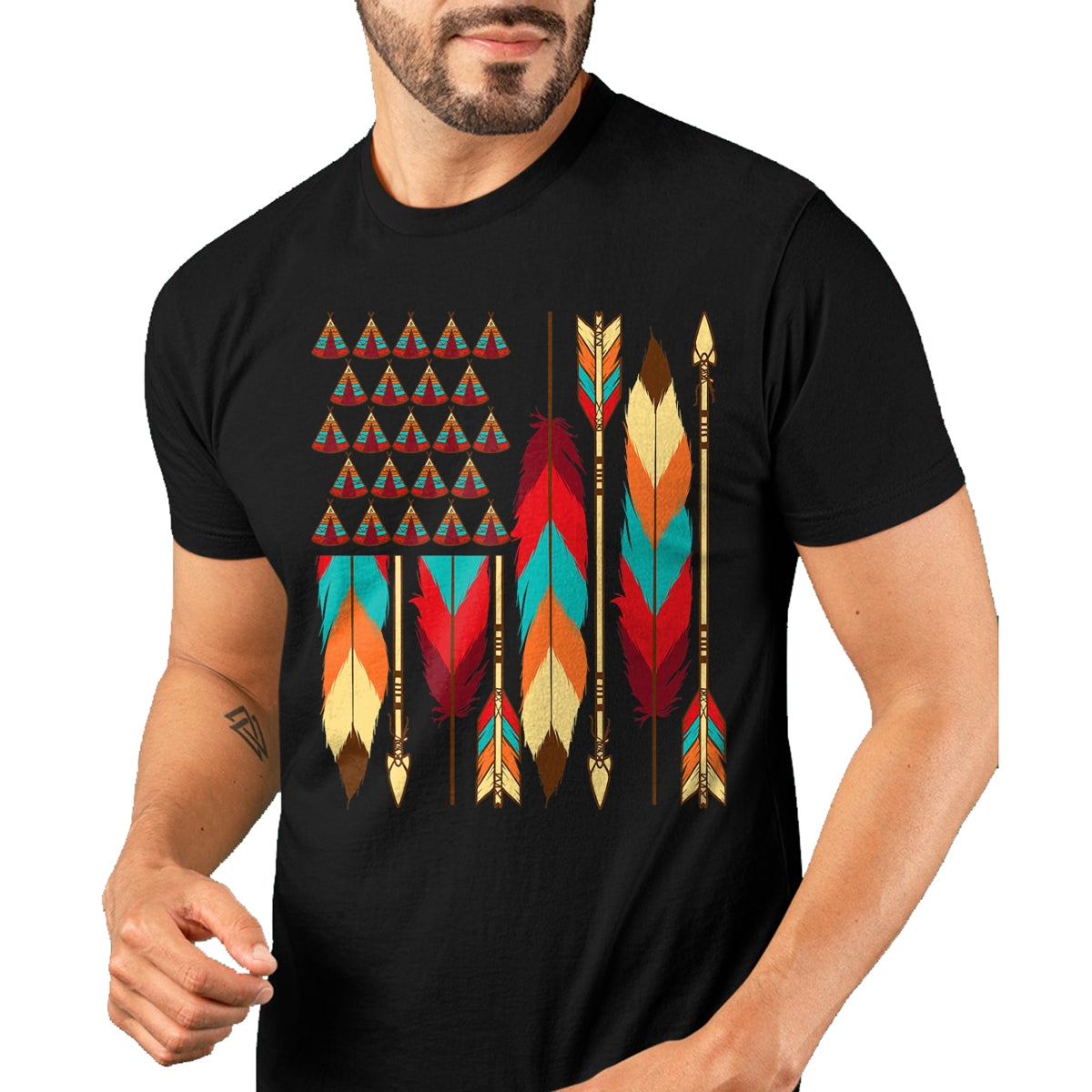 Native American T-Shirts, Vintage Native American Unisex T-Shirt/Hoodie/Sweatshirt HLT00 - Native American Flag - Pride Month Indigenous People Veteran T-Shirt
