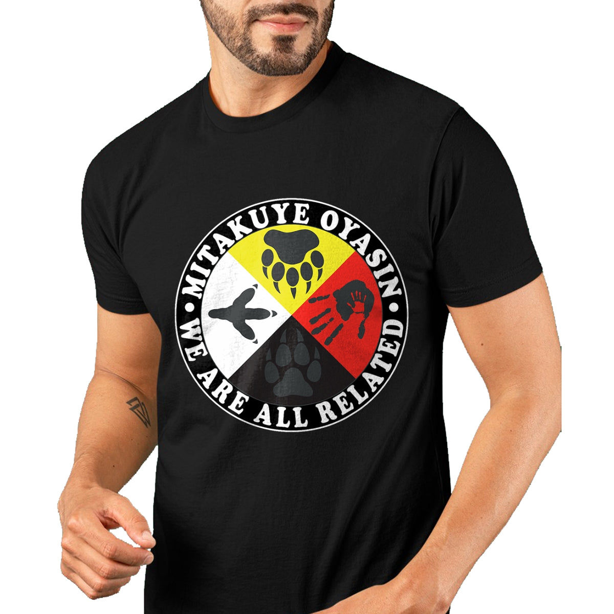Native American T-Shirts, Vintage Native American Unisex T-Shirt/Hoodie/Sweatshirt HLT00 - Native American Medicine Wheel Mitakuye Oyasin T-Shirt (1)