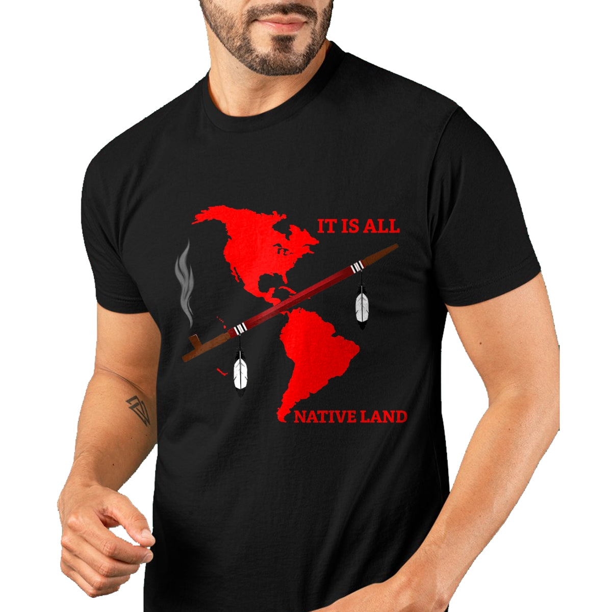 Native American T-Shirts, Vintage Native American Unisex T-Shirt/Hoodie/Sweatshirt HLT00 - Native American It's Native Land With Ceremonial Pipe T-Shirt