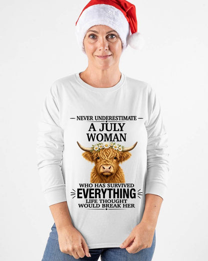 JULY WOMAN HIGHLAND COW SHIRT - FOR WOMEN - TLEE07 (SKU2606-158-07)