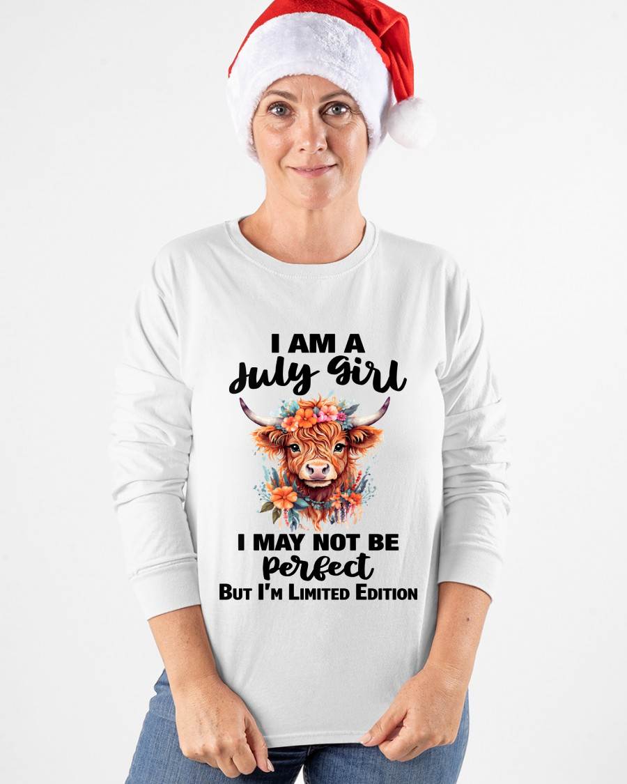 JULY GIRL FLORAL HIGHLAND COW TEE - FOR WOMEN - TLEE07 (SKU2607-278-07)