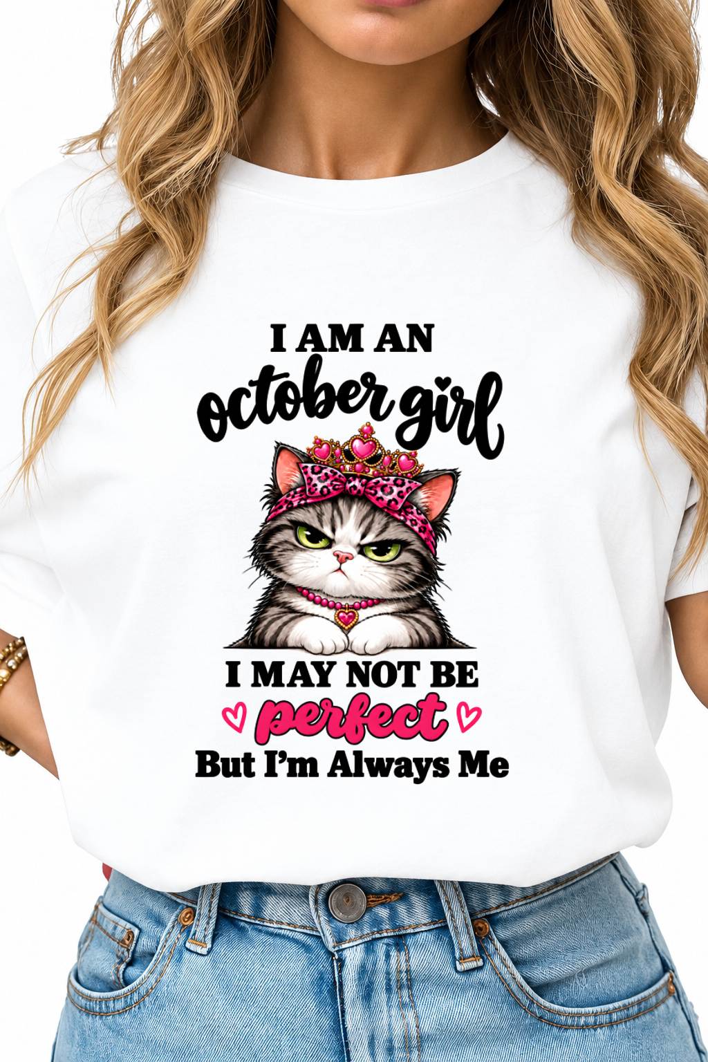 OCTOBER GIRL CAT SHIRT – ALWAYS ME - FOR WOMEN - TLEE10 (SKU2610-100-10)