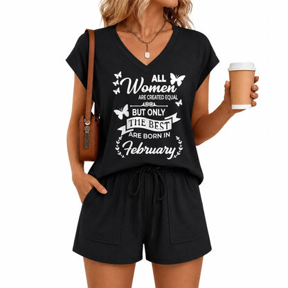 FEBRUARY - V-NECK SHORT SET W02 -  FOR WOMEN - TLEE02 (SKU2607-125-02)