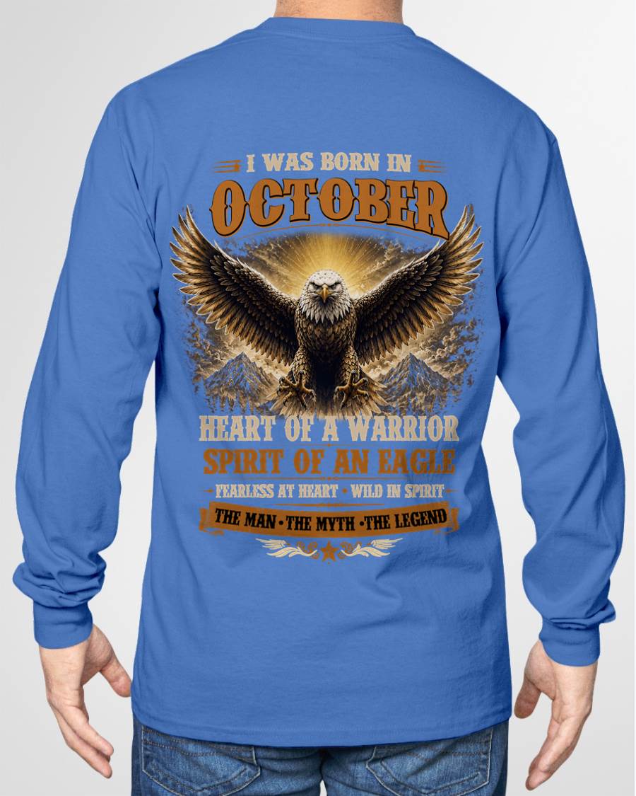 OCTOBER BORN WARRIOR EAGLE SHIRT DESIGN - FOR MAN - TLEE10 (SKU2605-225-10)