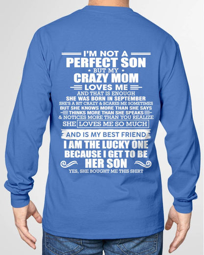 SEPTEMBER MOM - SHE MAY BE CRAZY BUT SHE LOVES ME UNCONDITIONALLY - FROM MOM - TLEE09 (SKU2604-84-09)