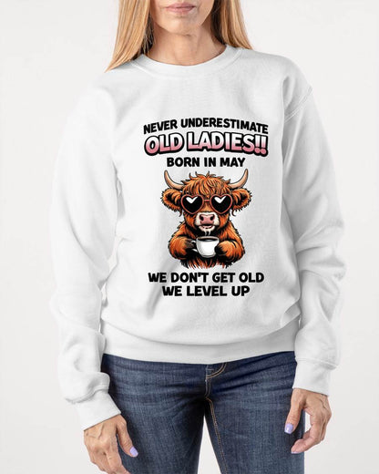 MAY BORN WOMEN LEVEL UP, NEVER GROW OLD SHIRT - FOR WOMEN - TLEE05 (SKU2606-79-05)
