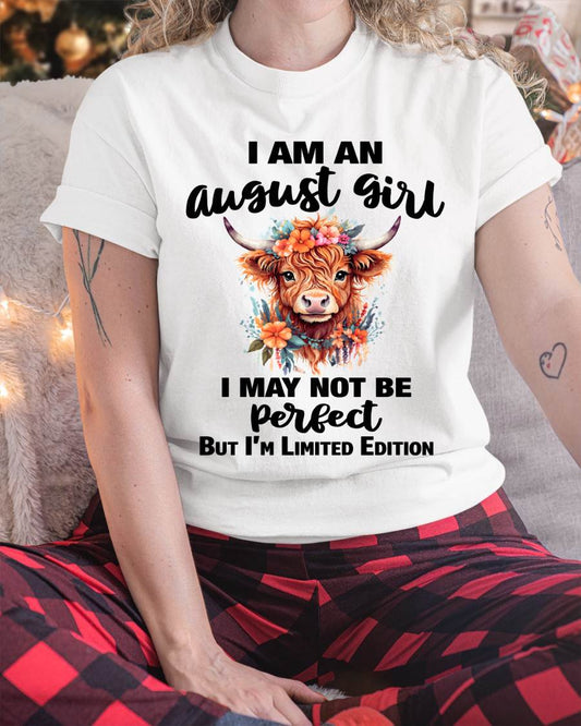 AUGUST GIRL FLORAL HIGHLAND COW TEE - FOR WOMEN - TLEE08 (SKU2607-278-08)