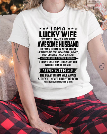NOVEMBER BORN HUSBAND'S LUCKY WIFE - FROM HUSBAND - TLEE11 (SKU2605-97-11)