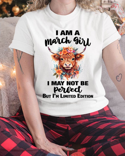 MARCH GIRL FLORAL HIGHLAND COW TEE - FOR WOMEN - TLEE03 (SKU2607-278-03)