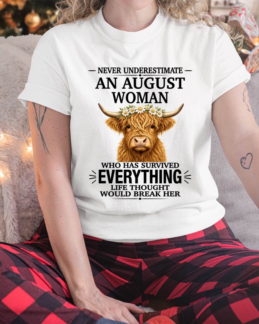 AUGUST WOMAN HIGHLAND COW SHIRT - FOR WOMEN - TLEE08 (SKU2606-158-08)