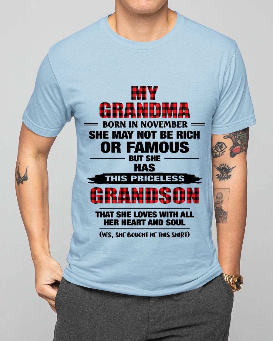 NOVEMBER GRANDMA LOVES ME – PRICELESS GRANDSON GIFT- FROM GRANDMA - TLEE11 (SKU2604-260-11)