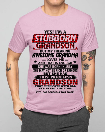 JULY - STUBBORN GRANDSON GRANDMA SHIRT - FROM GRANDMA - TLEE07 (SKU2608-86-07)