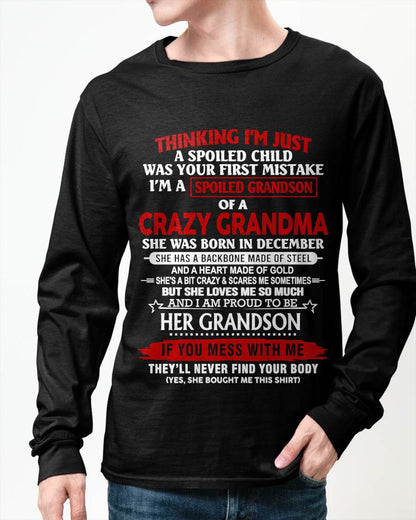 DECEMBER - THINK I'M SPOILED? WRONG—I'M A CRAZY GRANDMA’S GRANDSON - FROM GRANDMA - TLEE12 (SKU2603-186-12)