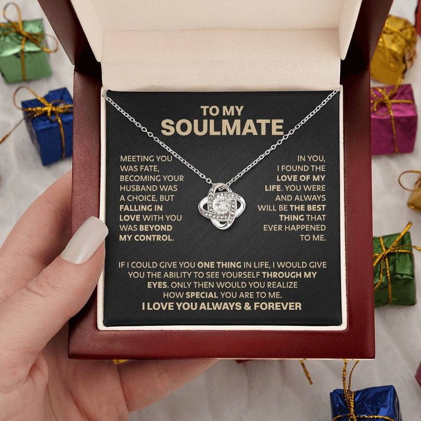 TO MY SOULMATE FROM HUSBAND/BOYFRIEND NECKLACE - Premium Love Knot Necklace