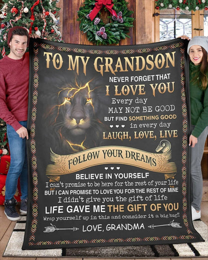 BLANKET FOR GRANDSON – COMFORT & WARMTH GIFT FROM GRANDMA  Sherpa Fleece Quilt Blanket NTTD00 (SKUB09-43)