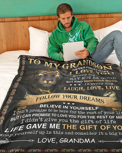 BLANKET FOR GRANDSON – COMFORT & WARMTH GIFT FROM GRANDMA  Sherpa Fleece Quilt Blanket NTTD00 (SKUB09-43)