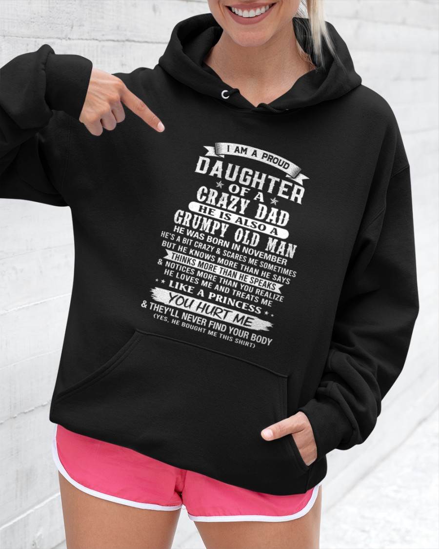 NOVEMBER CRAZY DAD PROUD DAUGHTER SHIRT - FROM DAD - TLEE11 (SKU2607-221-11)