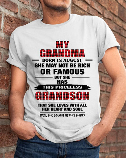 AUGUST GRANDMA LOVES ME – PRICELESS GRANDSON GIFT- FROM GRANDMA - TLEE08 (SKU2604-260-08)