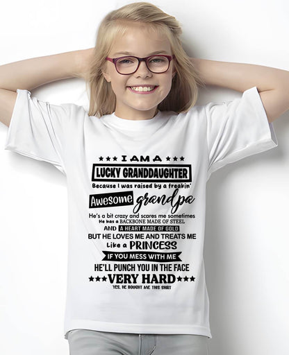 LUCKY GRANDDAUGHTER SHIRT RAISED BY AN AWESOME GRANDPA  - FROM GRANDPA - TLEE00 (SKU2603-271-00)